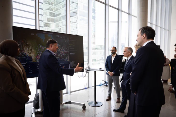 Prime Minister Carney tours an artificial intelligence institute in Toronto, Ontario.