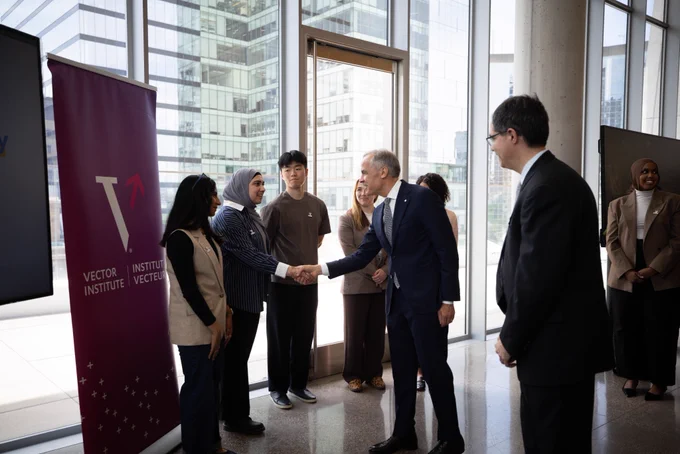 Prime Minister Carney tours an artificial intelligence institute in Toronto, Ontario.