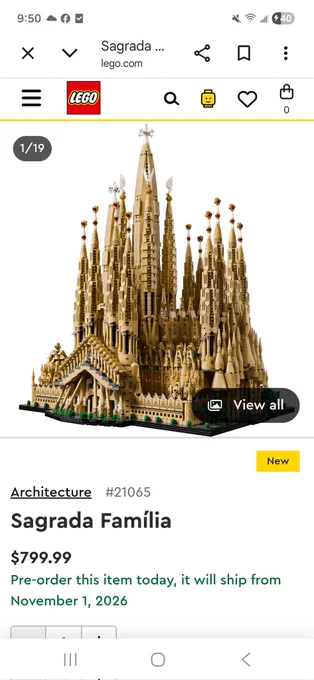 Sagrada Familia lego set in mostly tan lego