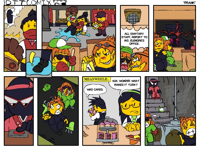 Defend the Train guys are sad cause medic took a great fall. It would seem their dastardly foes are still being sore losers from their great defeat, but have no fear cause their quite disruptive actions would be re-payed by a grand hero? I think, just read the comic.