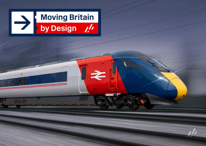 Front cover for "Moving Britain, by Design", a proposal for a fully considered, and more accessible visual indentity for Great British Railways.