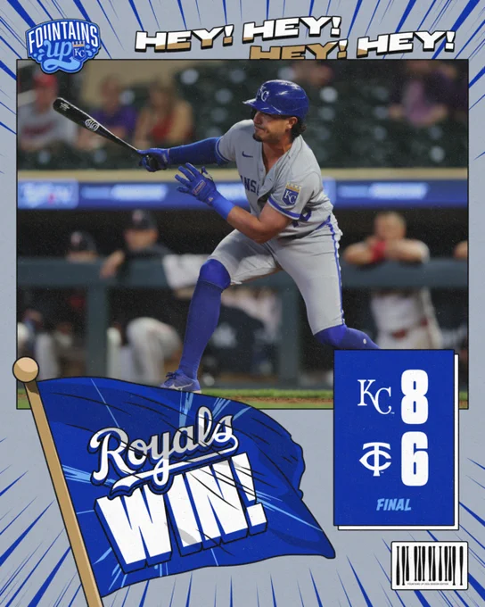 Final:
Royals 8
Twins 6

Pictured: Josh Rojas hits a go-ahead two-run single in the 9th inning. (Photo by Andrew Ritter/Major League Baseball)