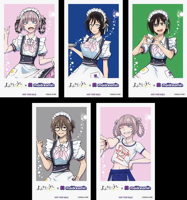 Yofukashi no uta x Maidreamin collaboration cards