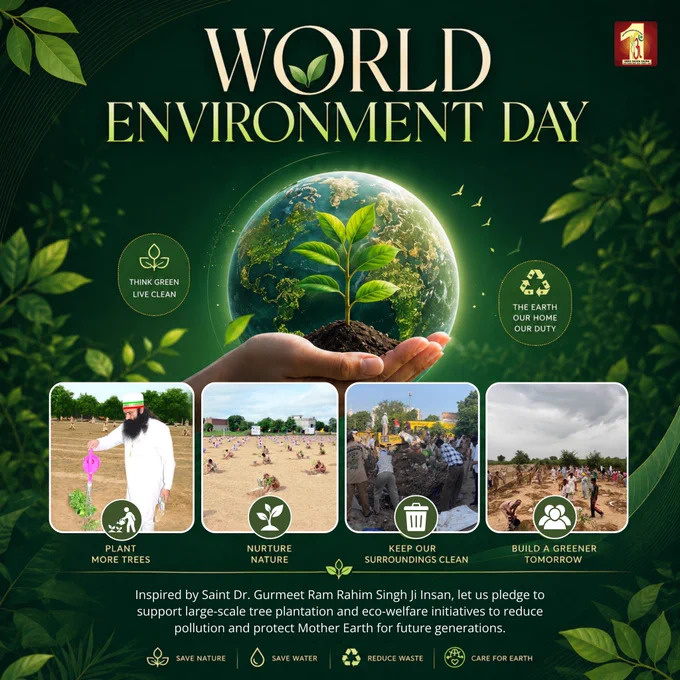 260M  Trees. 36 Mega Clean Drives. Infinite Care for the Earth. From rainwater harvesting to sustainable farming, we turn environmental conservation into a daily duty.
Under the sacred guidance of Saint Dr. Gurmeet Ram Rahim Singh Ji Insan, Dera Sacha Sauda reaffirms its commitment toward environmental stewardship and protection.
