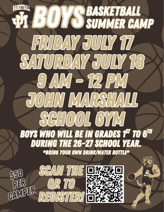 Boys' Basketball Camp flyer