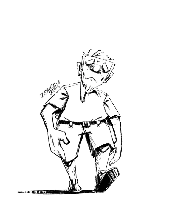 Drawing of a man who is walking.