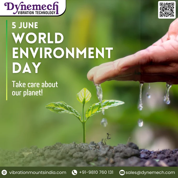 A young green plant being watered by hand, symbolizing environmental care, sustainability, and growth on World Environment Day. 🌱🌍