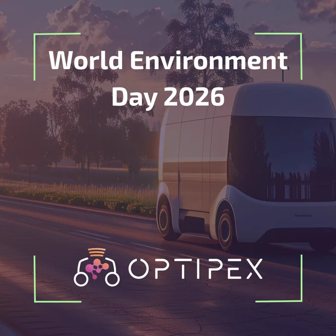 Image features a vehicle driving on a road with trees beside it, the OptiPEx logo, and the following text: World Environment Day 2026'.
