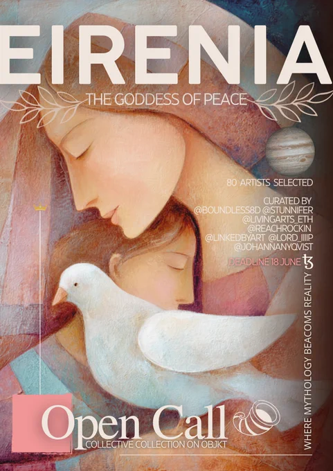 Inspired by EIRENIA (Eirene Irene), the ancient Greek goddess of peace, harmony, and prosperity, this open call invites artists to explore peace as a force that nurtures growth, creativity, and human connection. Through mythology, symbolism, or contemporary perspectives, reflect on how peace shapes our world and the future we wish to create.