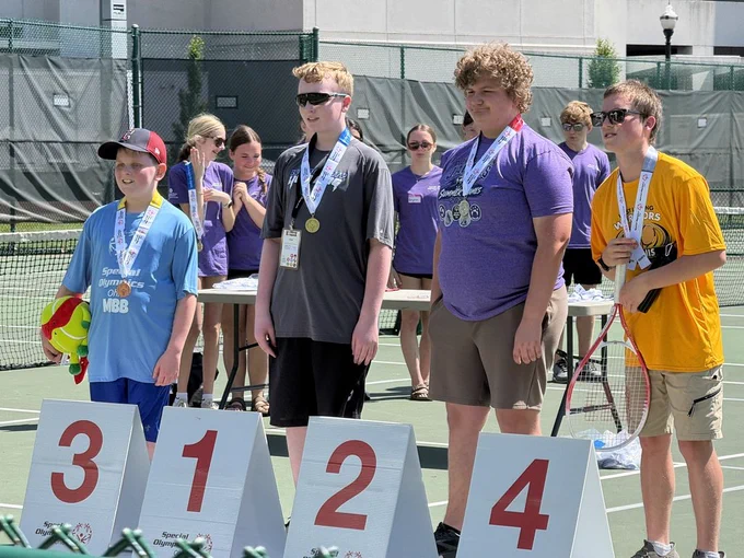 Noah Cronin came in third place in the Ohio Special Olympics, competing in tennis. 
