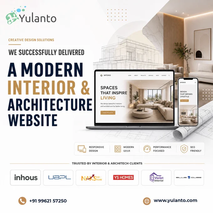 ✨ We are Yulanto Web Creations Pvt. Ltd. ✨
With a wealth of experience and proven expertise, we specialize in developing websites that are visually engaging, highly reliable, and truly results‑driven.
#interiordesignbusiness #architecturefirm #designstudio #constructioncompany #architectlife #interiorprojects #corporatedesign #commercialarchitecture #workspaceinteriors #businessarchitecture #siteengineer #projectmanagement #designteam #architecturaldesign #interiorcontractor #civilengineer #designexecution #teamworkarchitecture #buildanddesign #constructionmanagement #professionalinteriors #expertarchitects #qualitydesign #trustedbuilders #designsolutions #architectureexperts #interiorconsultants #businessinteriors #designstrategy #projectdelivery