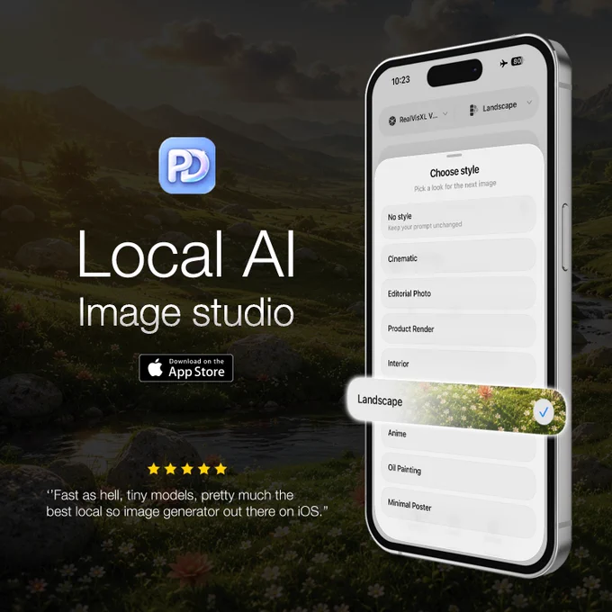 PhoneDiffusion - local AI image studio for iOS