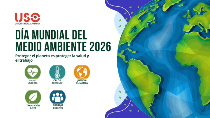 🌍✊ Proteger el planeta es proteger la salud y el trabajo.
⚠️ El cambio climático ya afecta a las condiciones de millones de personas trabajadoras.

Desde #USO exigimos prevención frente a riesgos climáticos, empleos verdes y transición ecológica justa.
🔗 https://www.uso.es/proteger-el-medio-ambiente-es-proteger-la-salud-y-el-trabajo/
#DíaMundialDelMedioAmbiente