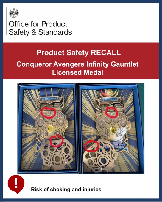 Image of Product Recall for Conqueror Avengers Infinity Gauntlet Licensed Medal.