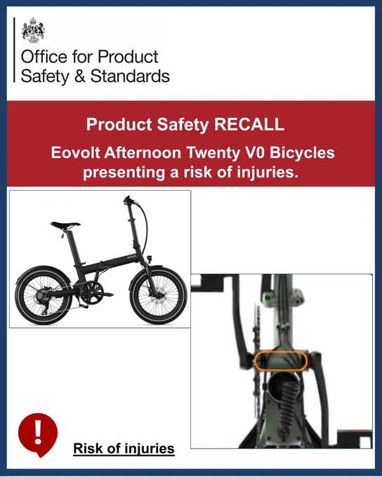 Image of Product Recall for Eovolt Afternoon Twenty V0 Bicycles.
