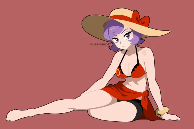 Team Magma Admin Courtney, from Pokemon Omega Ruby and Alpha Sapphire, dressed for the summer