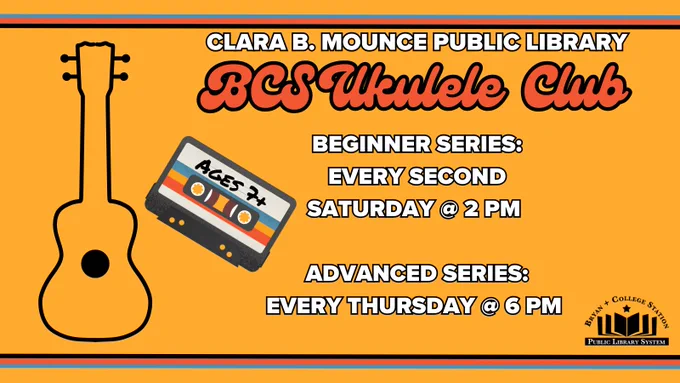 Tune in Thursday, June 11th @ 6 PM and Saturday, June 13th @ 2 PM for Ukulele Club at the Mounce! Bring your own ukulele, or borrow one from the library! For ages 7 and up! Online registration not required.