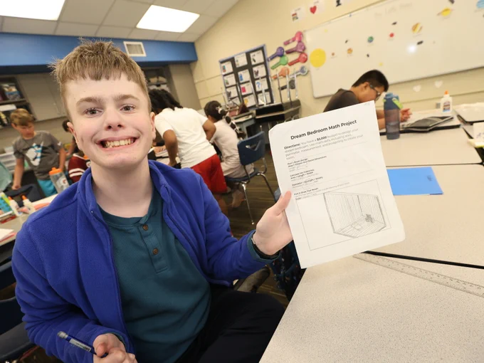 Student uses math skills to design a Dream Bedroom project.