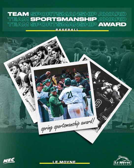 Le Moyne is the NEC Team Sportsmanship Award winner in baseball