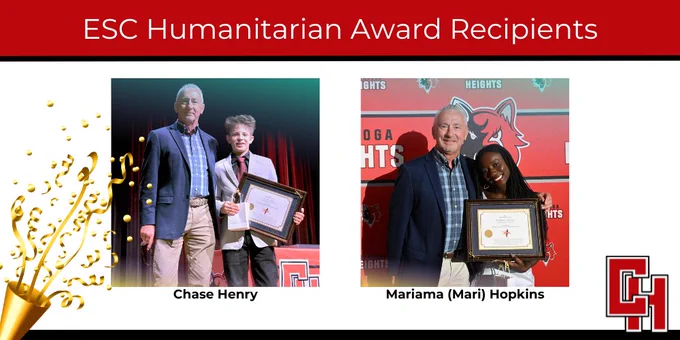 Chase Henry (left) and Mariama Hopkins (right) with Steve Rogaski, M.Ed. Director of Human Resources & Pupil Services, who presented the award to each recipient. 