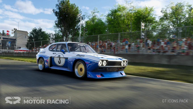 Ford Capri RS3100 as rendered in the sim Project Motor Racing 