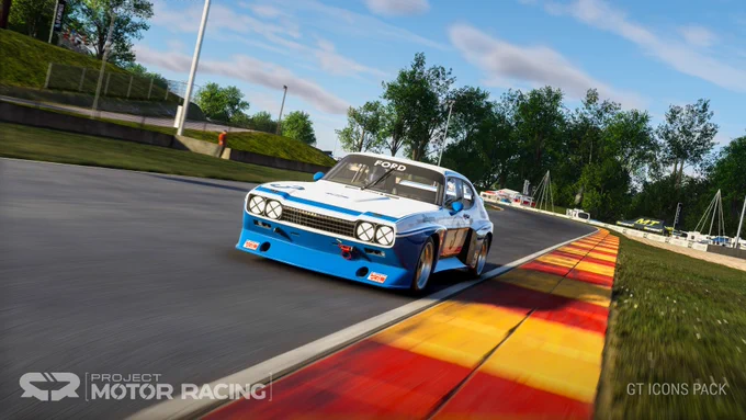 Ford Capri RS3100 as rendered in the sim Project Motor Racing 