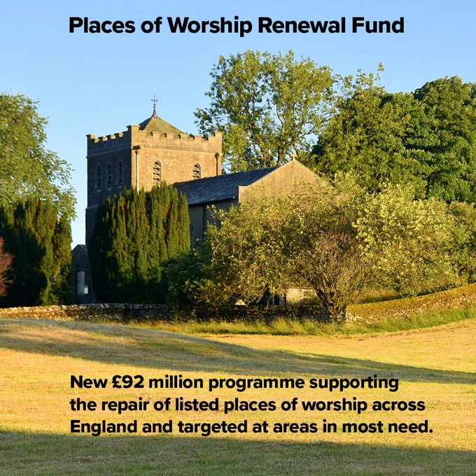 Places of Worship Renewal Fund
New £92 million programme supporting the repair of listed places of worship across England and targeted at areas in most need.