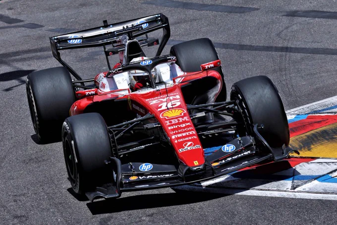 Charles Leclerc driving his Ferrari in Monaco