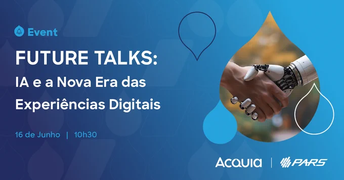 Futuristic handshake between a human and a robot symbolizing AI and digital experience evolution.