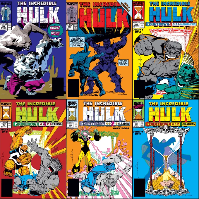 Incredible Hulk #362-367 cover dated November 1989-March 1990.