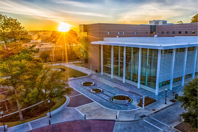 Sunrise over SFA's Cole STEM Building. 