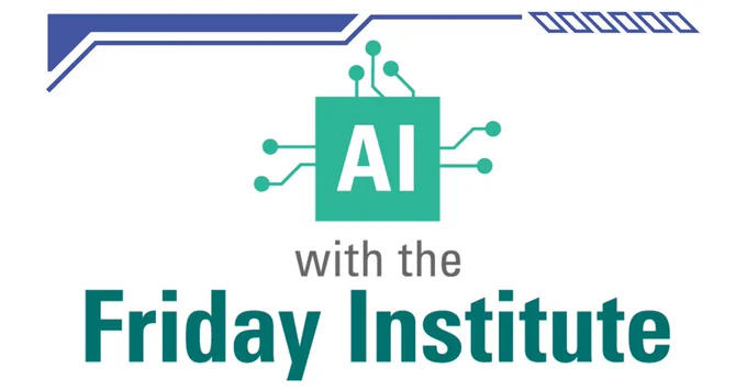 Logo featuring a green AI chip icon with circuit lines above the text 'with the Friday Institute'.
