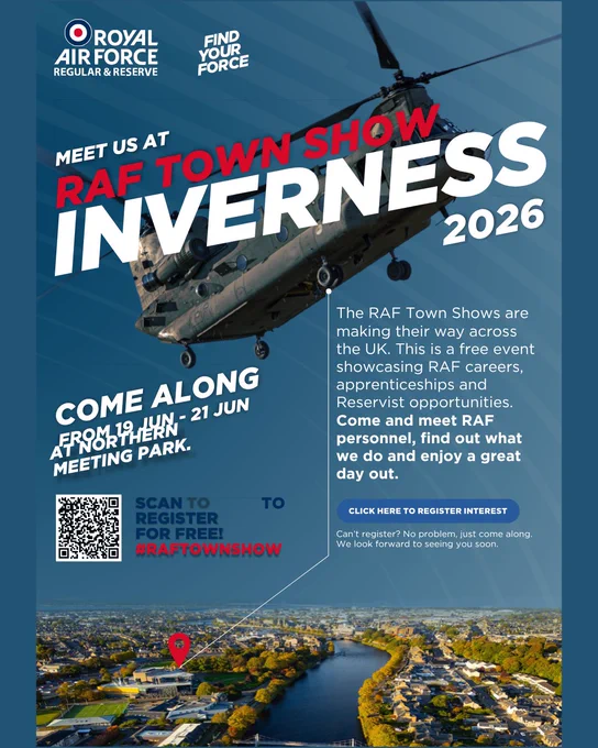 Royal Air Force Town Show Inverness 2026 event flyer.