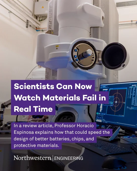 In a review article, Professor Horacio Espinosa explains how researchers can now watch materials crack, deform, and fail in real time\u2014a shift that could improve everything from batteries to electronics.