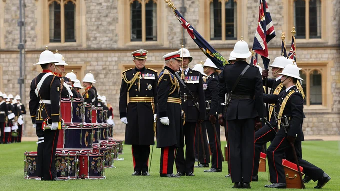 His Majesty The King presents the Royal Marines with new Colours in historic ceremony.
