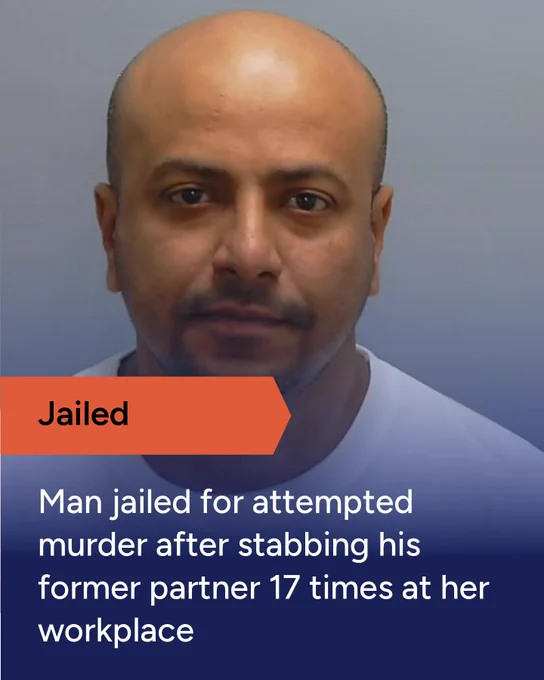 Custody image of Anwar Ashraf with the caption: JAILED: Man jailed for attempted murder after stabbing his former partner 17 times at her workplace
