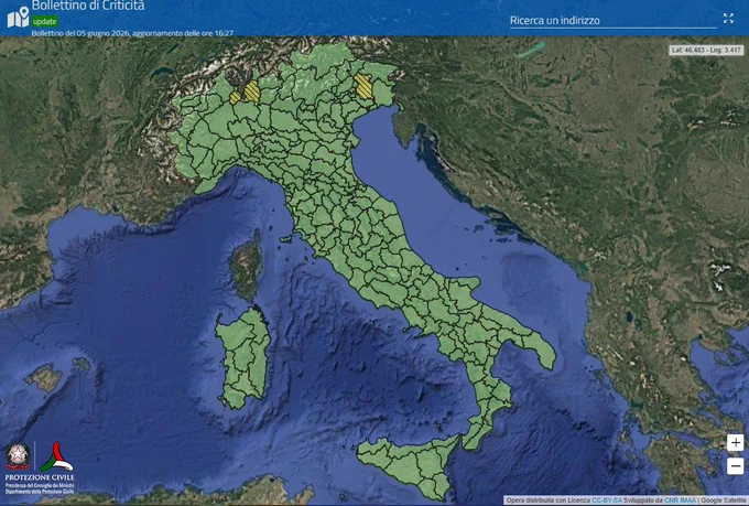 mappa bollettino di criticità e allerta