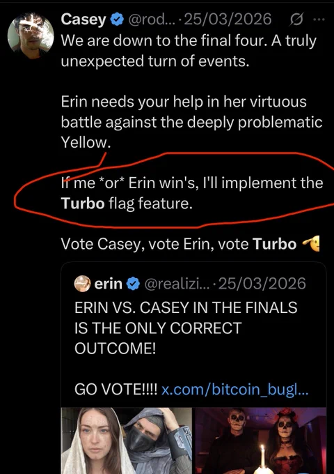 Casey’s post promising Turbo flag