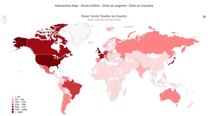 Color heat map of available data