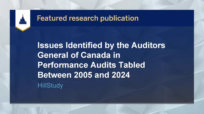 Featured research publication: Issues Identified by the Auditors General of Canada in Performance Audits Tabled Between 2005 and 2024. 