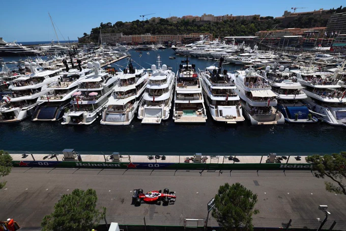 Lewis Hamilton driving in Monaco