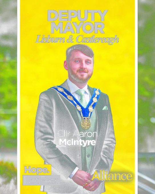Image of newly selected Alliance Deputy Mayor of Lisburn and Castlereagh - Cllr Aaron McIntyre. 