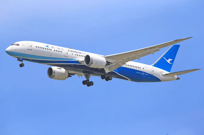 Avión volando por el cielo.