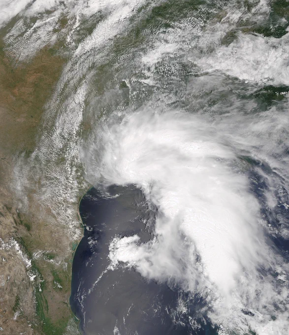Tropical Storm Allison at peak intensity on June 5 at 1715 UTC. Photo credit: NASA.