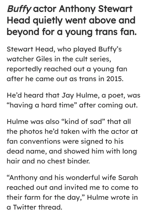 Pink News article screencap on how Antgony Head invited Jay Hulme to his home to take new photos post-transition