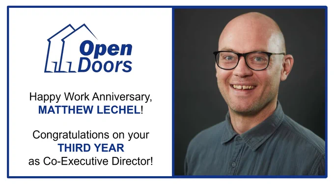 Happy Work Anniversary to KEES Candidate Placement, Matthew Lechel! Congratulations on celebrating your third year yesterday as Co-Executive Director with Open Doors Kalamazoo. Here’s to another impactful year of leadership and service ahead!
Open Doors Kalamazoo is dedicated to building a community of people who are overcoming homelessness through relationships, housing, employment, education, and sobriety — all in response to God's love for ALL. With a strong commitment to diversity, equity, and inclusion, Matthew's leadership continues to advance this vital mission.
#KEESplacements #Nonprofit #Leadership #ExecutiveDirector #ExecutiveSearch #MissionDriven #Housing #Kalamazoo 
