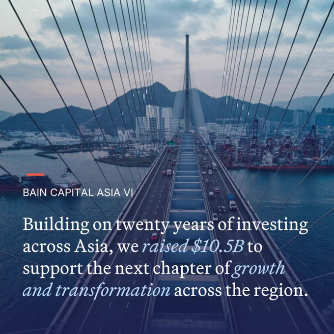 Image and text explaining the importance of Bain Capital's Asia Fund VI.