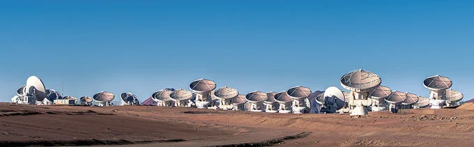ALMA Observatory and its 66 antennas in Chile.