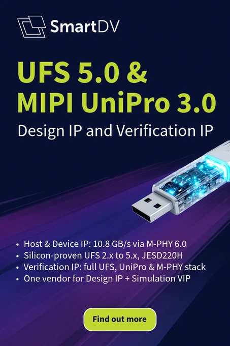 SmartDV has Design IP and Simulation VIP for the complete UFS 5.0 stack