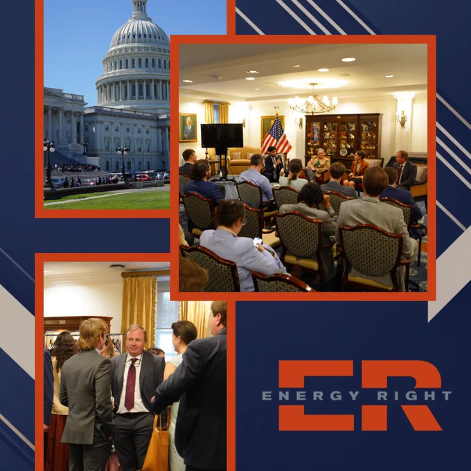 A collage showing a political event related to Energy Right with discussions and meetings at a government building. The mood is formal and professional.